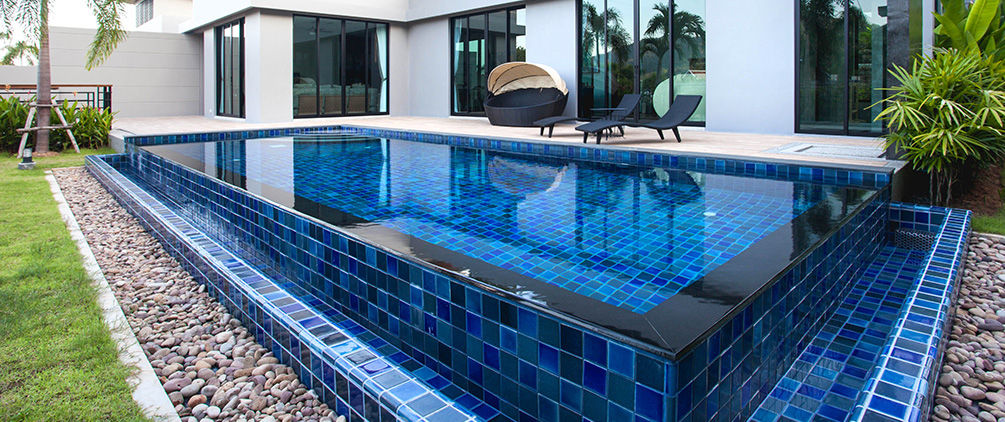 above ground pool in the backyard